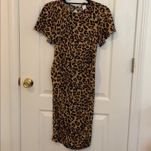 Leopard body con maternity dress with keyhole